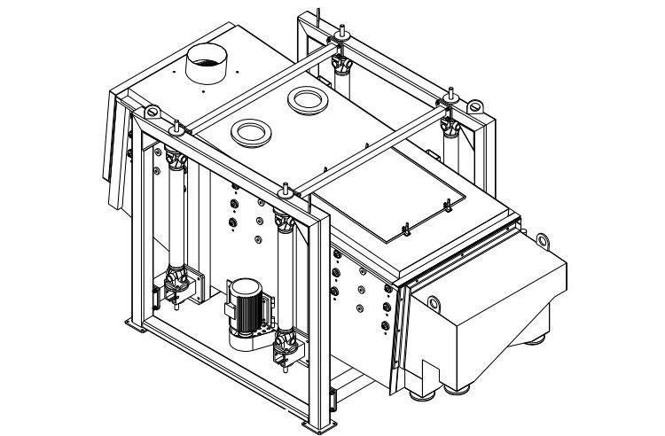 石英砂復(fù)式搖擺篩就是一臺方形搖擺篩有上下兩個箱體